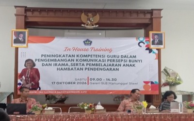 IHT PENINGKATAN KOMPETENSI GURU DALAM PENGEMBANGAN KOMUNIKASI PERSEPSI BUNYI DAN IRAMA, SERTA PEMBELAJARAN ANAK HAMBATAN PENDENGARAN