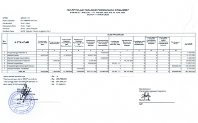 REKAPITULASI REALISASI PENGGUNAAN DANA BOSP TAHAP 1 TAHUN 2025